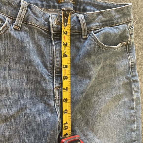 Lee Women's Jeans 14 Med Straight Leg Regular Fit Mid Rise Blue Stretch Denim - Picture 9 of 12